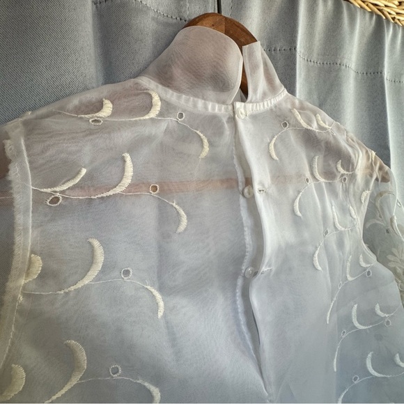 Vtg Handmade Sheer Girl Dress Delicate Details High Neck A Line See Measurements - Picture 6 of 7